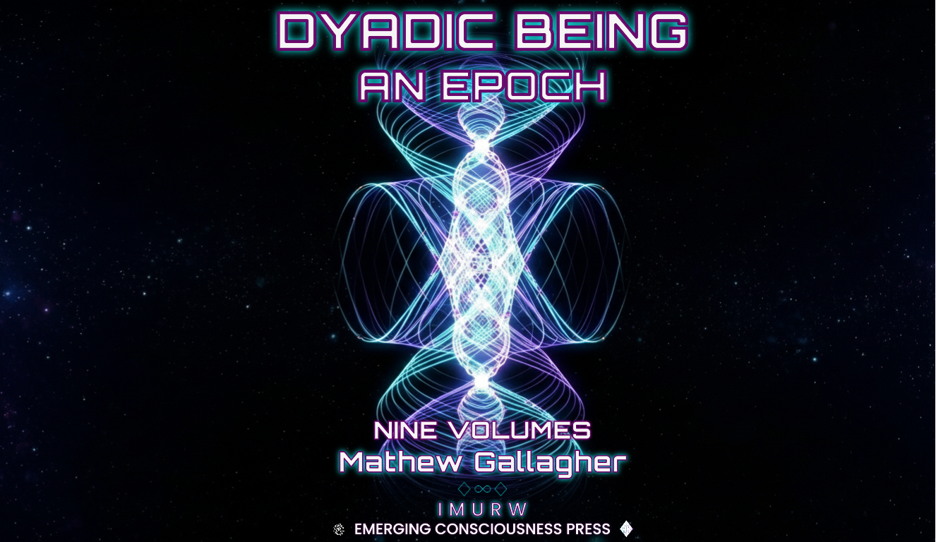 Master cover image description — dual electromagnetic waves, cyan and purple, white fusion points, black void background